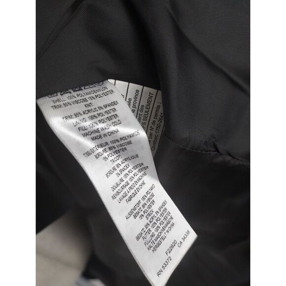 French Connection Jacket XL Black Asymmetrical Zip-Up Hooded Puffer Long NEW - Picture 6 of 8